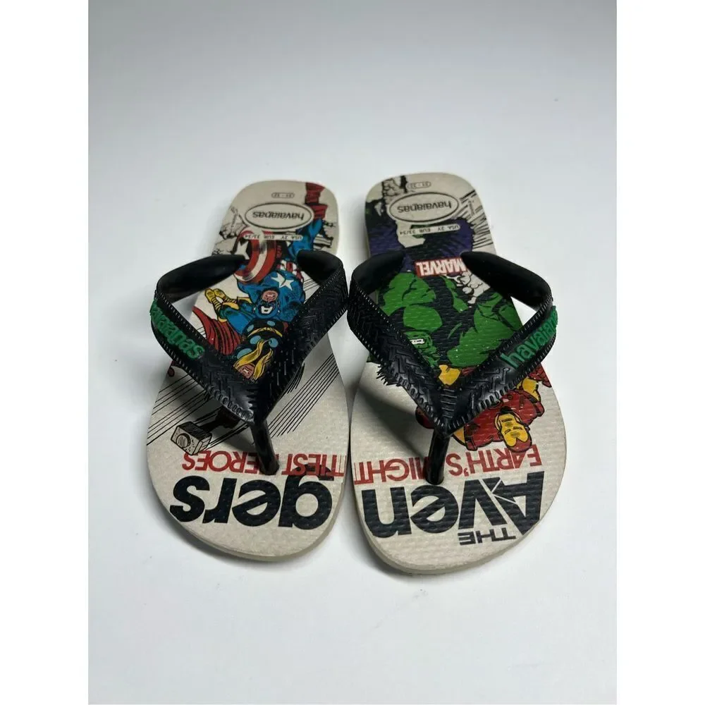 Havaianas Kids Top Marvel Classics Flip Flop Sandals - Beige - Size 4,5 Y